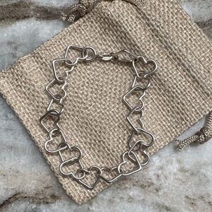 Chic Silver Heart Chain Bracelet